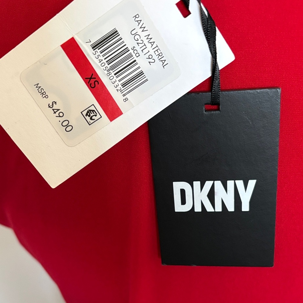 Dkny Red Faux-Wrap Sleeveless Blouse - Picture 2 of 5